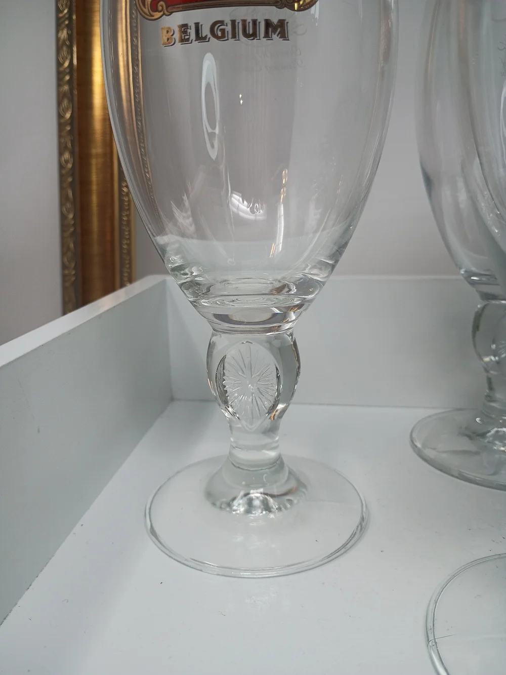 Stella Artois Belgium Gold Rim Beer Glasses - Clear with Gold Trim